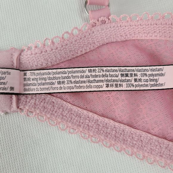 Victoria's Secret (32DD) Rose Pink Dream Angles Push Up Underwire Bra 360272-B63 - Picture 12 of 12